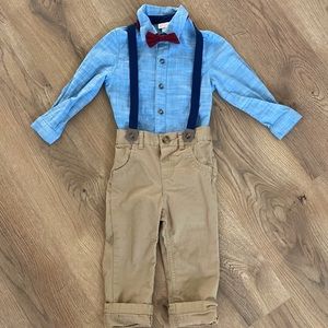 Cat & Jack Baby Boy Chambray Little Man Suspender Top & Bottom